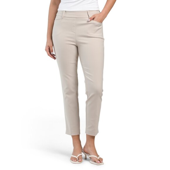 RACHEL ZOE Silver Cloud Cigarette Leg Pull On Pants With Side Slit Pockets - Picture 1 of 2